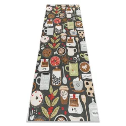Alfombra lavable ANDRE 1297 Taza, café, para la cocina, antideslizante - marrón