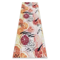 Alfombra lavable ANDRE 1270 Naranjas, para la cocina, antideslizante - rosado
