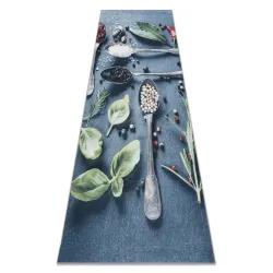 Alfombra lavable ANDRE 1151 Cucharas, para la cocina, antideslizante - azul