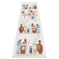 Alfombra lavable ANDRE 1299 Platos, para la cocina, antideslizante - beige