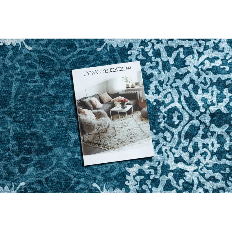 Alfombra ANTIKA en azul, fácil de lavar, perfecta para cualquier habitación