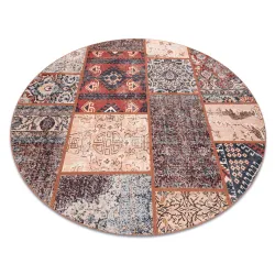 ANTIKA alfombra ancient rust circulo, patchwork moderno, griego lavable - terracota