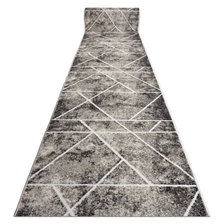 Alfombra moderna con diseño geométrico de triángulos en gris y beige