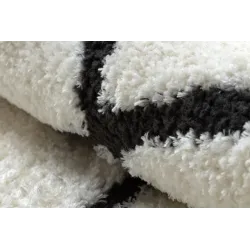 Alfombra ideal para dormitorios, crema y negro en estilo moderno