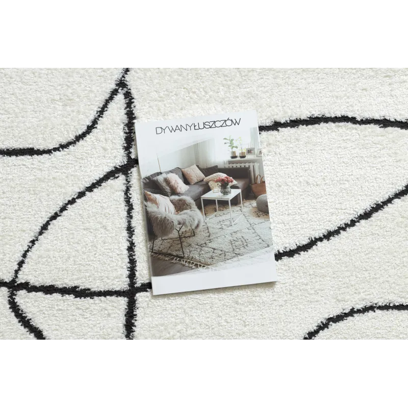 Alfombra moderna elegante en crema y negro, perfecta para cualquier habitación