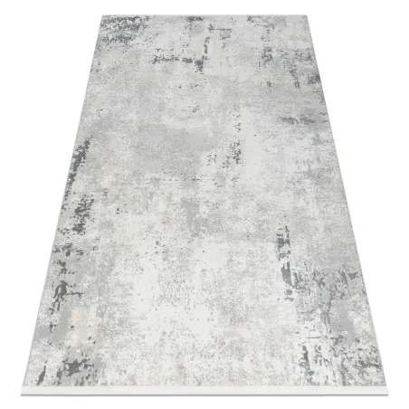 Alfombra moderna DUKE 51378 crema y gris, muy suave, flecos