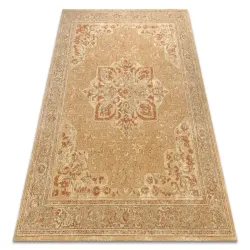 Alfombra LEGEND 468 03 GB700 de lana OSTA - Rosetón, marco exclusivo beige / rojo