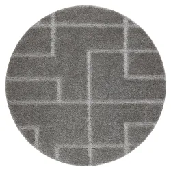 Alfombra de baño SUPREME redonda LINES líneas, antideslizante, suave - gris