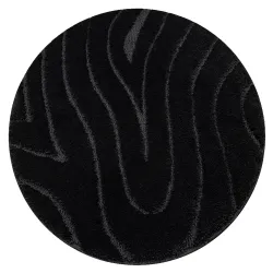 Alfombra de baño SUPREME redonda WAVES olas, antideslizante, suave - negro