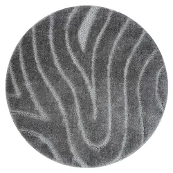 Alfombra de baño SUPREME redonda WAVES olas, antideslizante, suave - gris