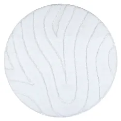 Alfombra de baño SUPREME redonda WAVES olas, antideslizante, suave - blanco