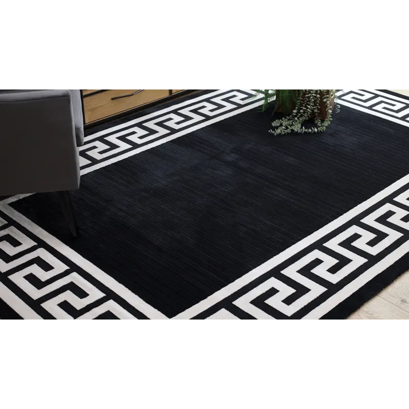 Dywan PEARL 51327H czarny - Ramka, grecki ekskluzywny, strukturalny 