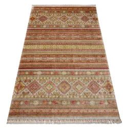 Alfombra HERIZ A0986B Oriental Beige / Burdeos - fibra de bambú, exclusiva, elegante