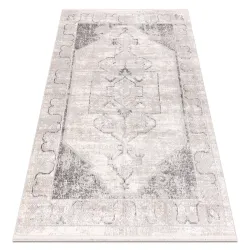 Alfombra DISTIN 0107B gris / gris claro / blanco moderna - Ornamento, marco, vintage, flecos