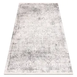 Alfombra DISTIN 0200A gris / gris claro / blanco moderna - Rombos, marco, vintage, flecos
