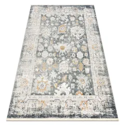 Alfombra DISTIN 0835A gris / gris claro / blanco moderna - Ornamento, marco, vintage, flecos