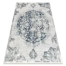 Alfombra DISTIN 0820A azul marino / azul / blanco moderno - Ornamental, Vintage, Flecos
