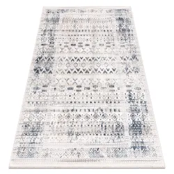 Alfombra DISTIN 0833A azul oscuro / azul / blanco moderna - Boho, vintage, flecos
