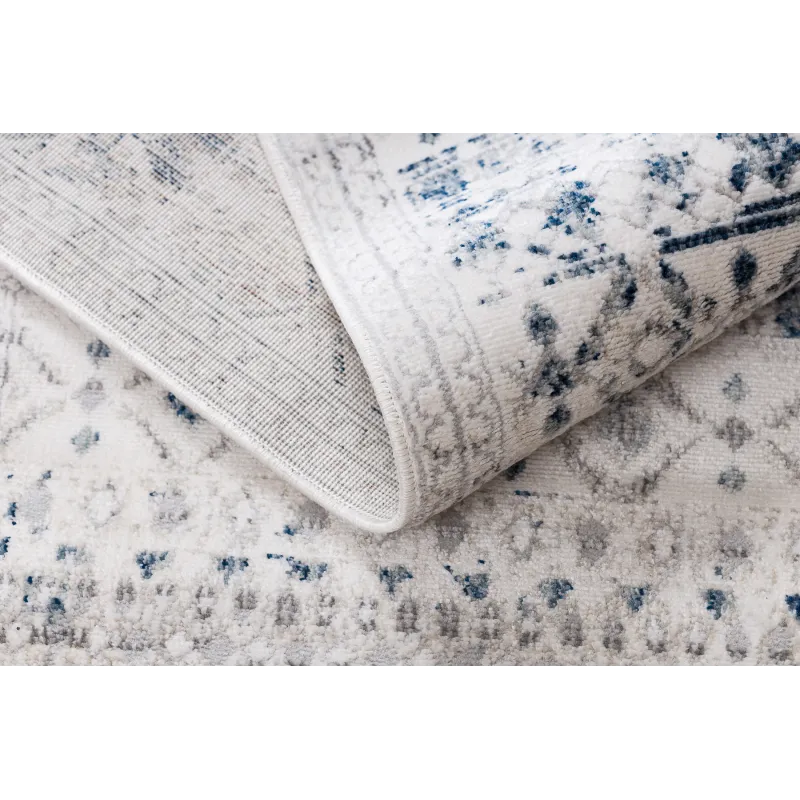Dywan DISTIN 0833A granatowy / niebieski / biały nowoczesny - Boho, vintage, frędzle