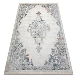 Alfombra DISTIN 0826A blanco / azul / verde claro moderno - Ornamento, vintage, flecos