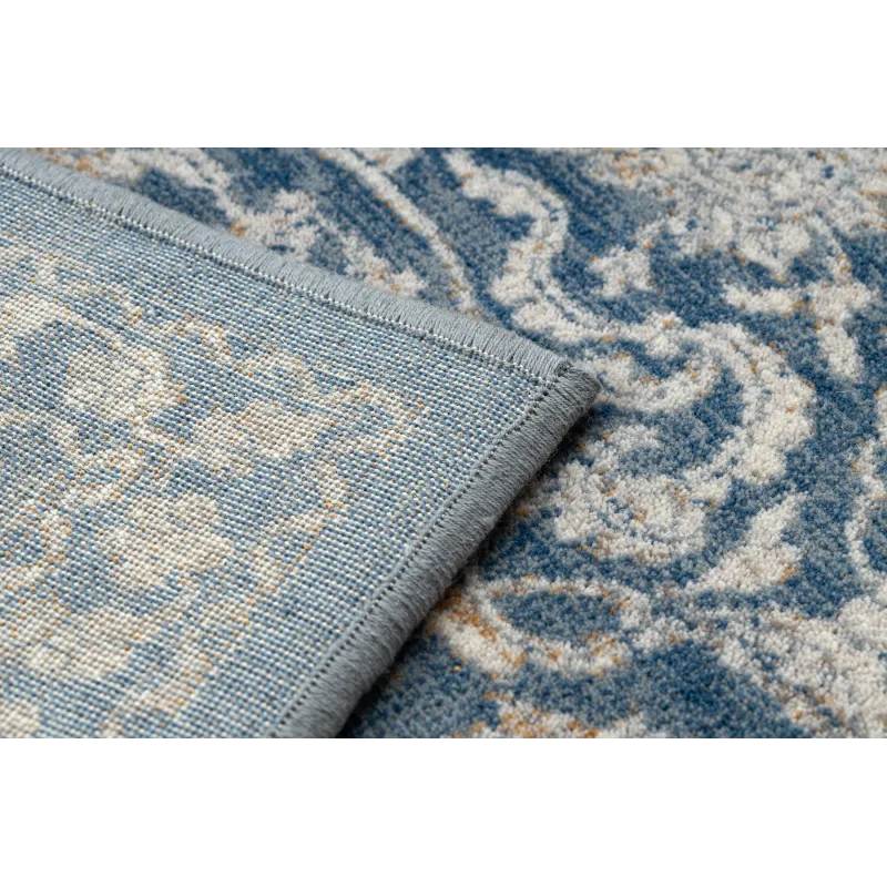 Alfombra NAIN suave, vintage en beige y azul, ideal para el dormitorio