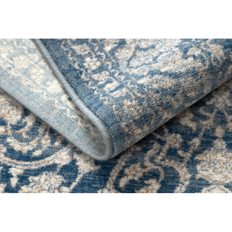 Alfombra NAIN, vintage en beige y azul, perfecta para el jardín