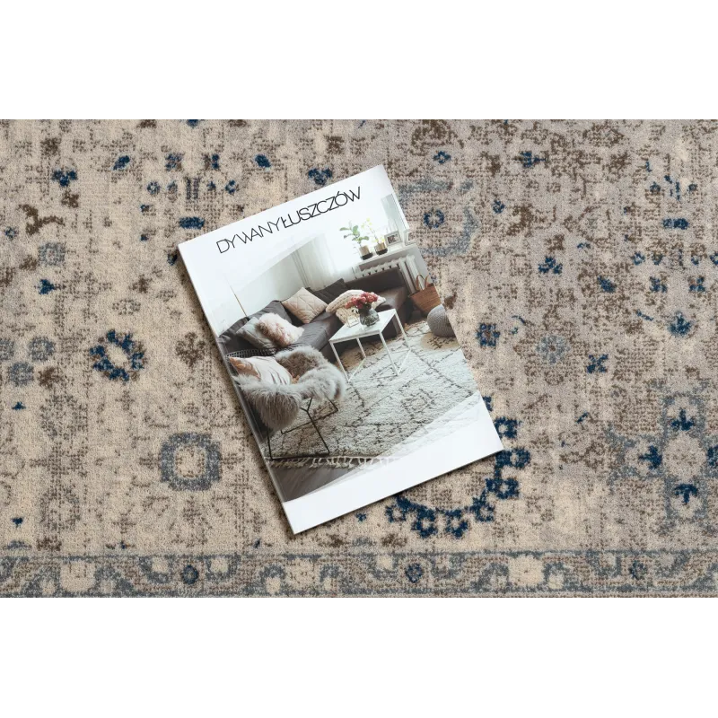 Alfombra NAIN Ornamento, con diseño en beige y azul, ideal para cualquier habitación