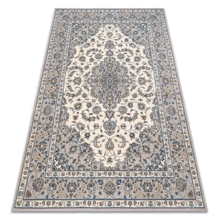 Alfombra NAIN Ornamento en tonos beige y azul, diseño elegante para tu hogar