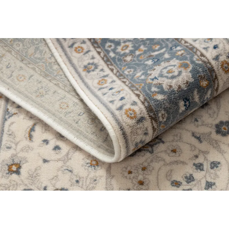 Alfombra NAIN Ornamento, beige y azul, perfecta para jardín o terraza