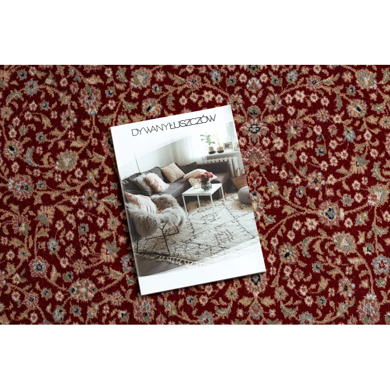 Alfombra NAIN Ornamento en burdeos y beige, ideal para la sala de estar
