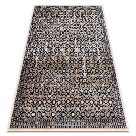 Alfombra NAIN Ornamento 1183/51033 azul oscuro beige, alfombra de lana de diseño moderno