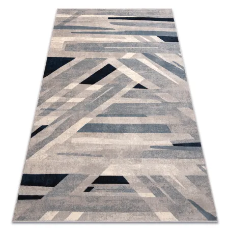 Alfombra NAIN geométrica en tonos beige y azul, de lana suave