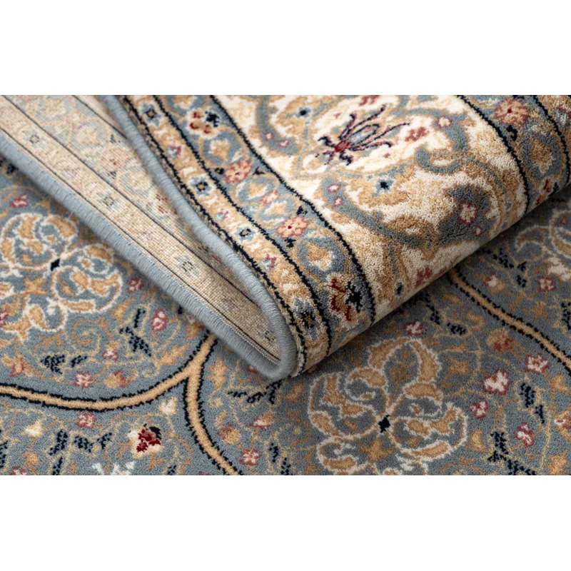 Alfombra NAIN Roseta, ideal para el jardín, en azul y beige