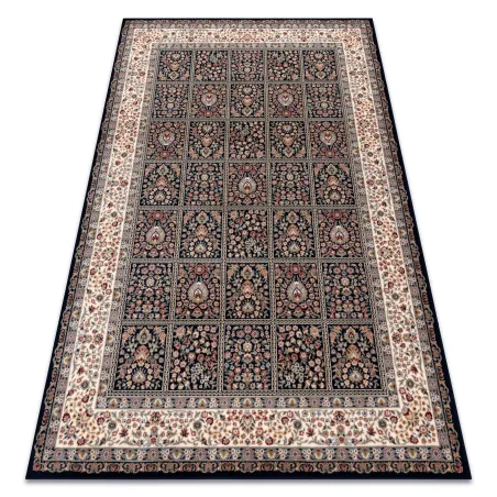 Alfombra NAIN de lana en azul oscuro y beige, ideal para el salón
