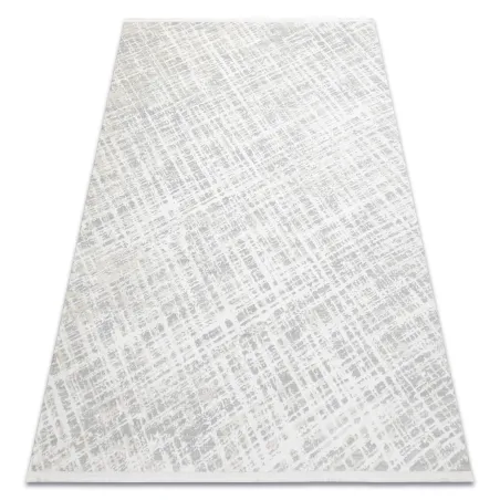 Alfombra moderna crema y gris, textura suave, diseño a cuadros elegante