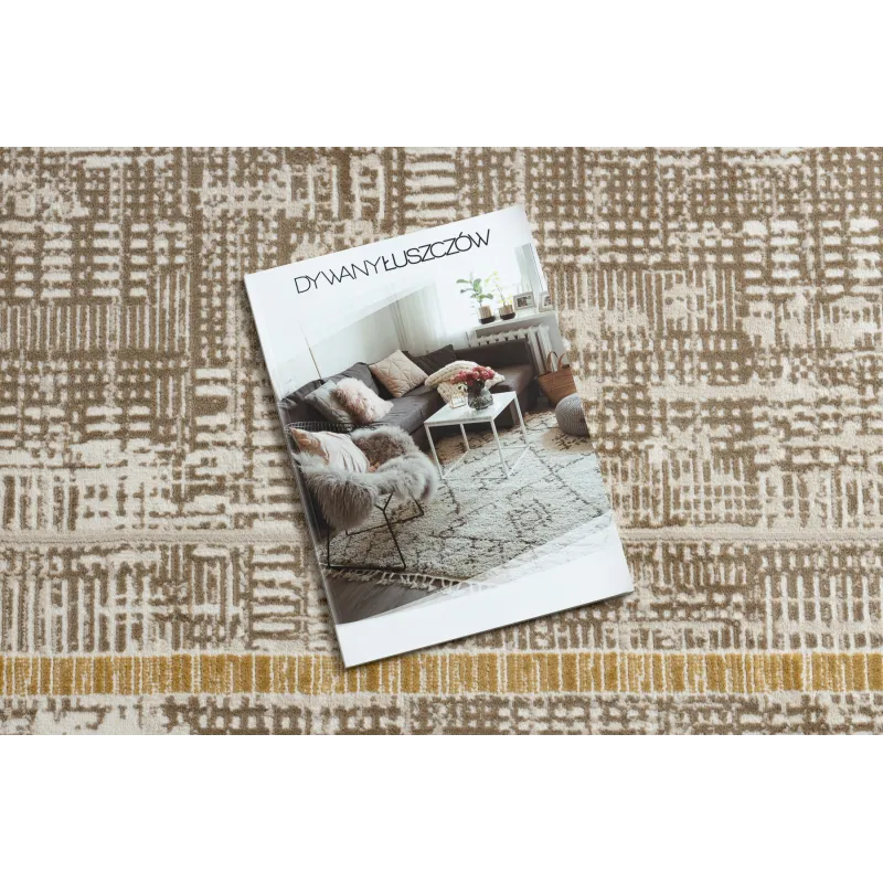 Alfombra elegante DUKE 51523 beige y dorado, ideal para interiores contemporáneos