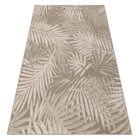Alfombra de sisal con diseño de hojas, gris oscuro y champagne, perfecta para salones