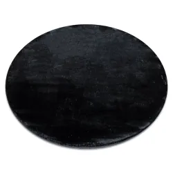 Alfombra VISCO redonda gris oscuro 5 suave, IMITACIÓN PIEL CONEJO