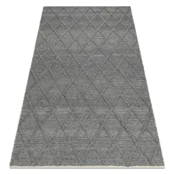 Alfombra de lana TAHAR 99001K antracita - TEJIDA A MANO bucle, Rombos, boho