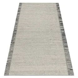 Alfombra de lana TAHAR 99003F crema / gris - TEJIDA A MANO Líneas, flecos