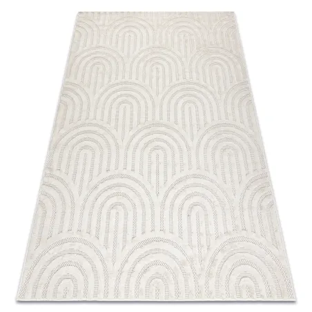 Alfombra geométrica blanca de sisal, perfecta para interiores modernos