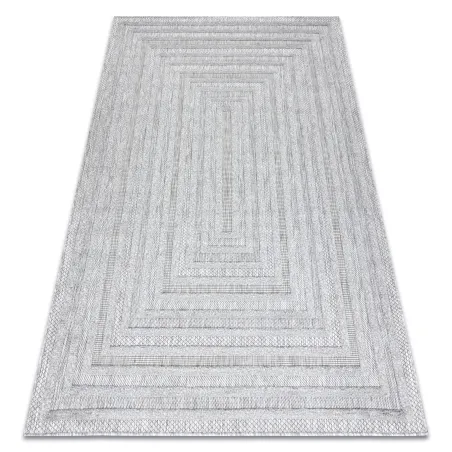 Alfombra SANTO de sisal en gris geométrico, perfecta para espacios contemporáneos