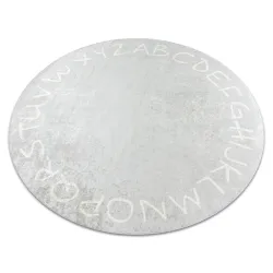 Alfombra lavable ANDRE 2394 circulo, Alfabeto antideslizante gris - PRODUCTO DE SEGUNDA CLASE