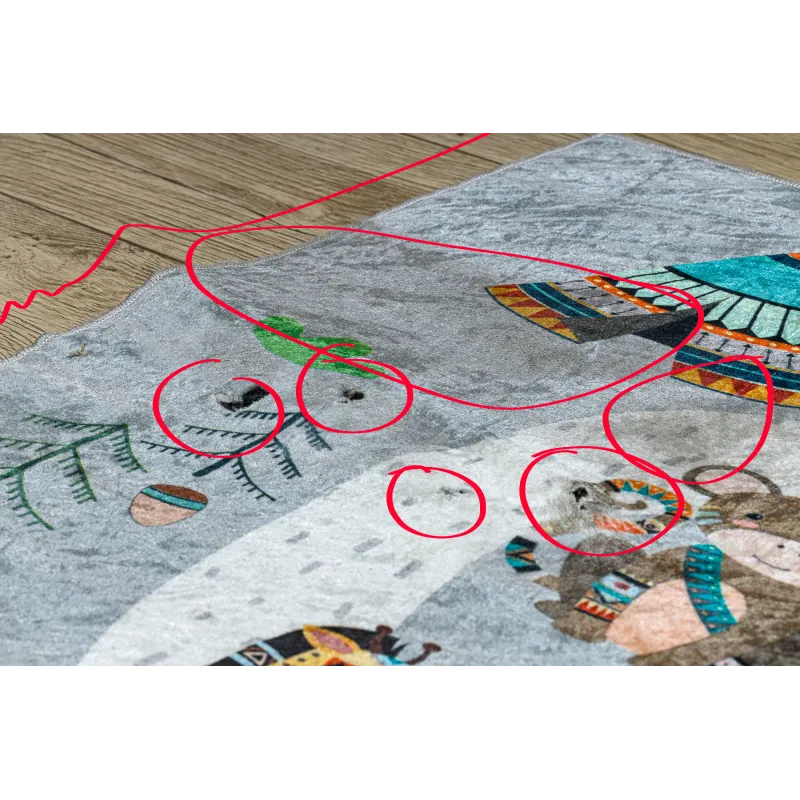 Alfombra BAMBINO 2160 gris, pueblo indio, para habitaciones infantiles