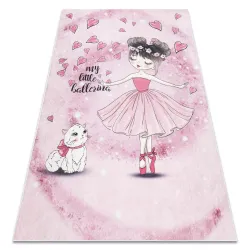 Alfombra lavable BAMBINO Bailarina, gatito para niños antideslizante rosado - PRODUCTO DE SEGUNDA CLASE