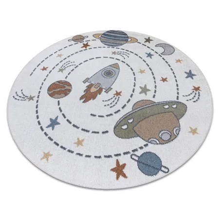 Alfombra BONO 8288 círculo Espacio, crema y antracita, alfombra moderna