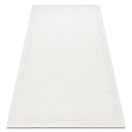 Alfombra de sisal TIMO 5979 con marco blanco para exterior - PRODUCTO DE SEGUNDA CLASE