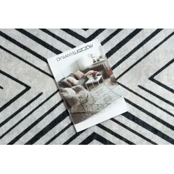 Alfombra gris ANDRE 2381 con rayas geométricas, perfecta para decoraciones modernas