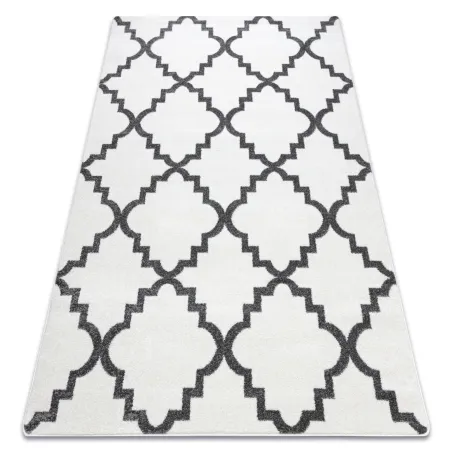 Alfombra SKETCH en color crema con diseño de trébol marroquí gris