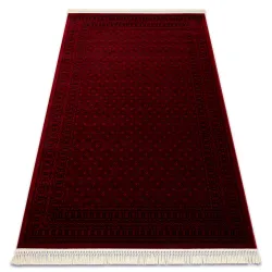 Alfombra ORIENT 2958 bordeaux / negro Marco clásico oriental con flecos